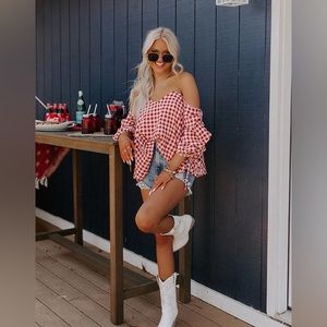 Trendy girl gingham top